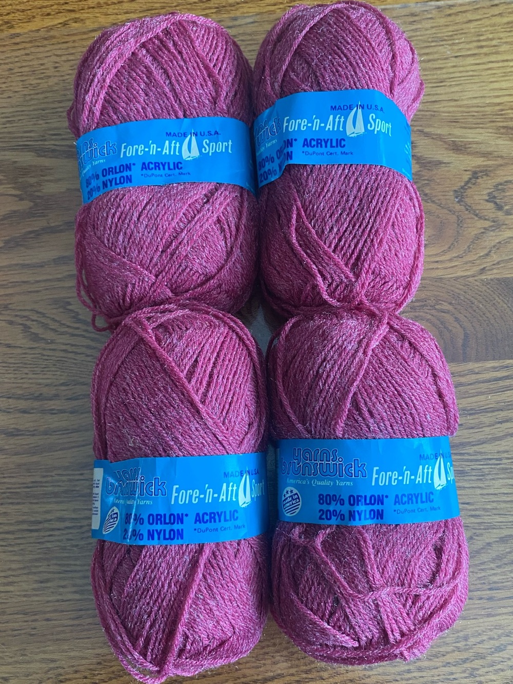 VTG Brunswick Yarns Made In Usa Acrylic Yarn 4 Skeins Shade 60103 Iced Fuschia